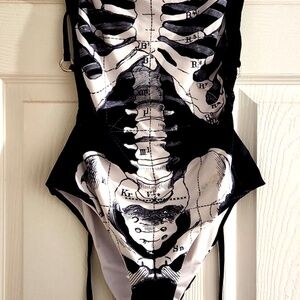 Dolls Kill Tower's One Pice Bathing Suit Black/White Medium